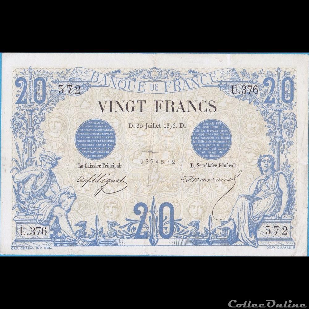 30-07-1875 -- U.376 572 billet france banque de xxe 30 07 1875 u 376 572