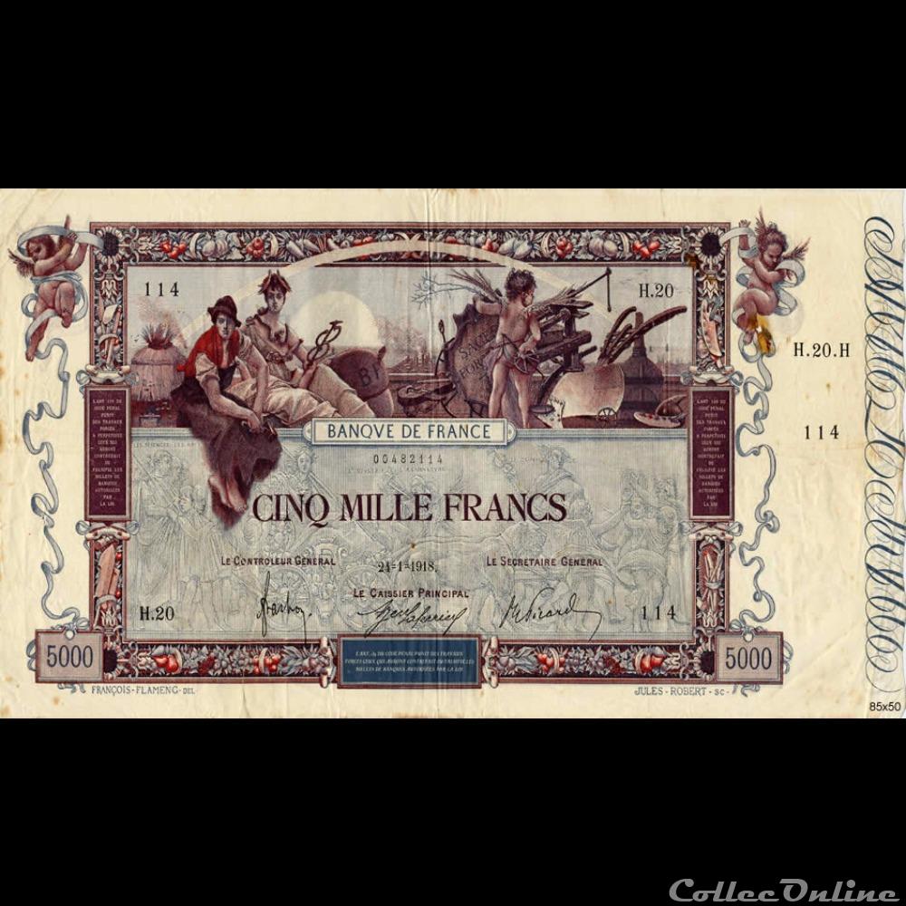 24-01-1918 -- H.20 114 billet france banque de xxe 24 01 1918 h 20 114
