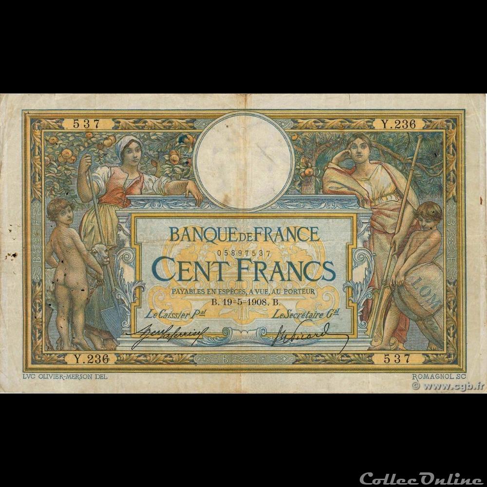 19-05-1908 -- Y.236 537 billet france banque de xxe 19 05 1908 y 236 537
