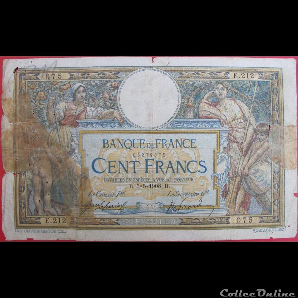 billet france banque de xxe 05 05 1908 e 212 075
