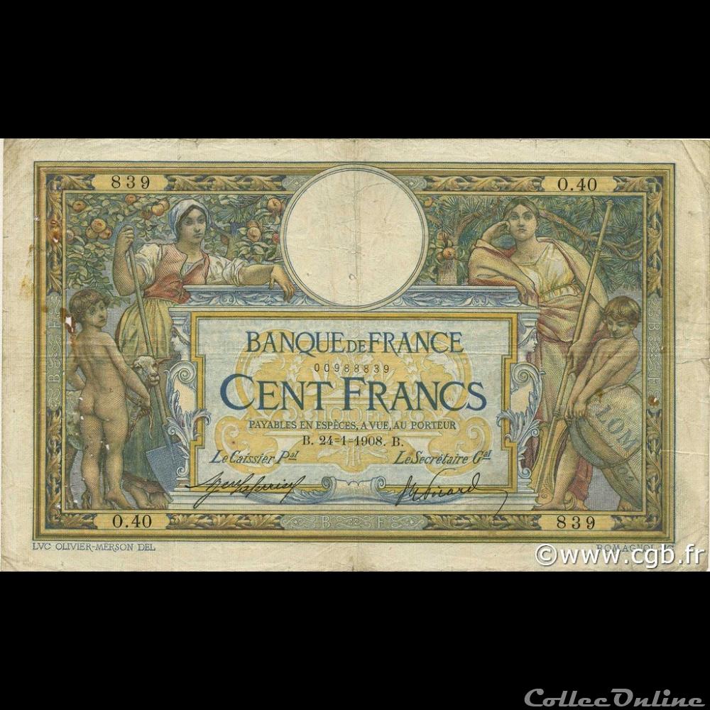 billet france banque de xxe 24 01 1908 o 40 839
