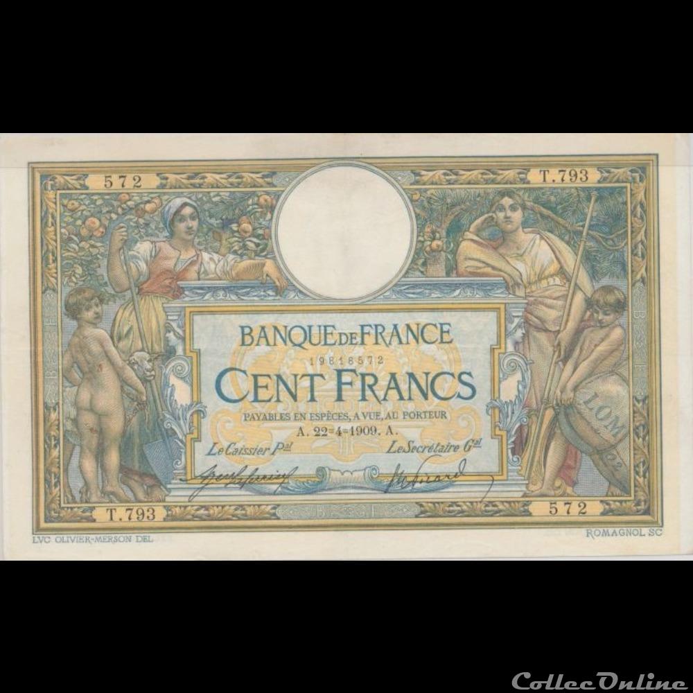 22-04-1909 -- T.793 572 billet france banque de xxe 22 04 1909 t 793 572
