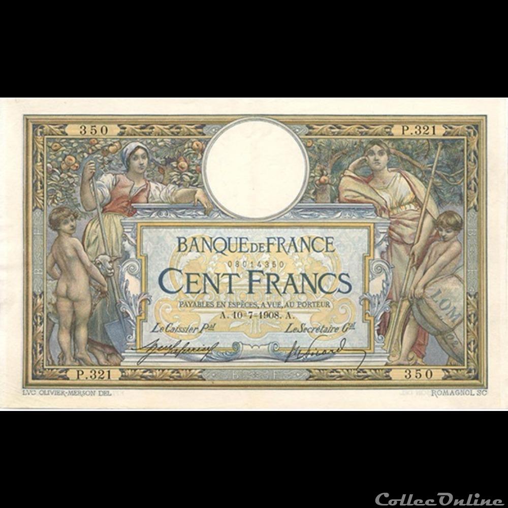 10-07-1908 -- P.321 350 billet france banque de xxe 10 07 1908 p 321 350