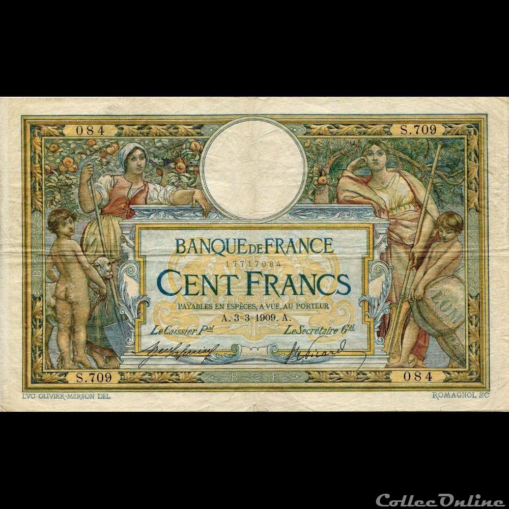 03-03-1909 -- S.709 084 billet france banque de xxe 03 03 1909 s 709 084