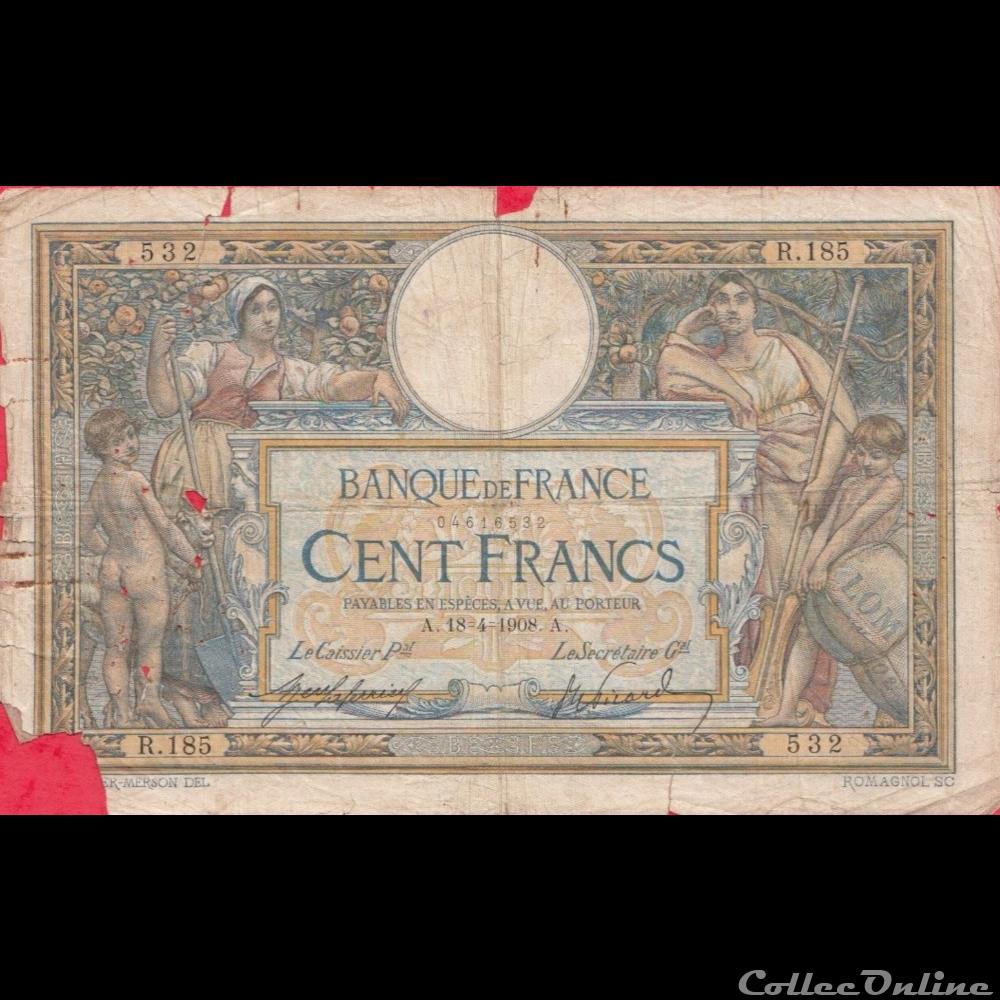 18-04-1908 -- R.185 532 billet france banque de xxe 18 04 1908 r 185 532