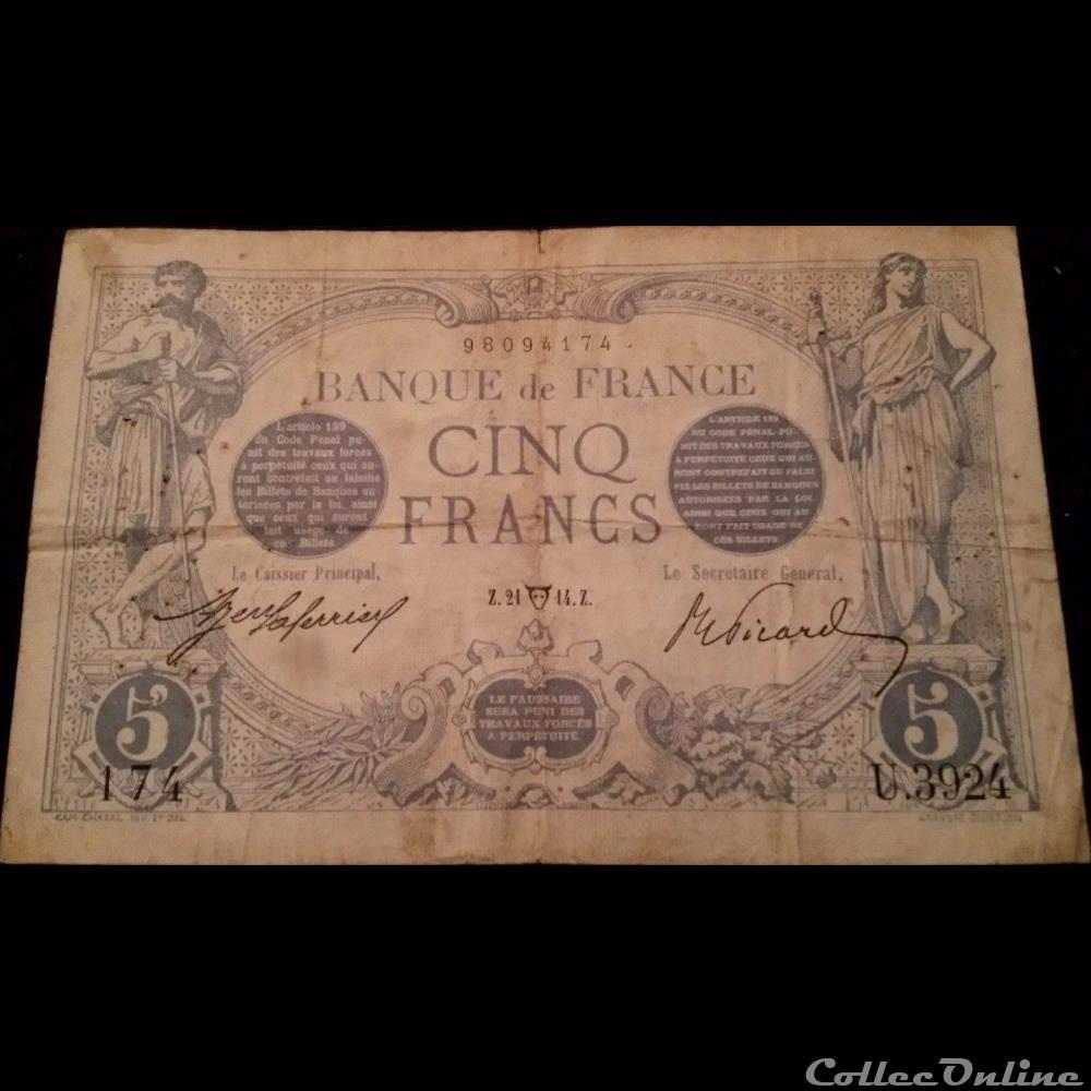 21-04-1914 -- U.3924 174 billet france banque de xxe 21 04 1914 u 3924 174
