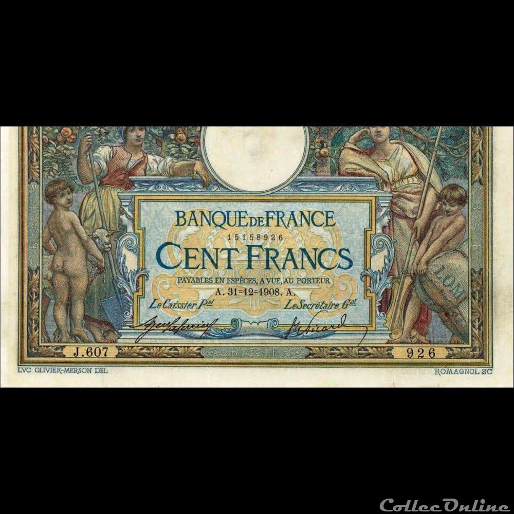 31-12-1908 -- J.607 928 billet france banque de xxe 31 12 1908 j 607 928
