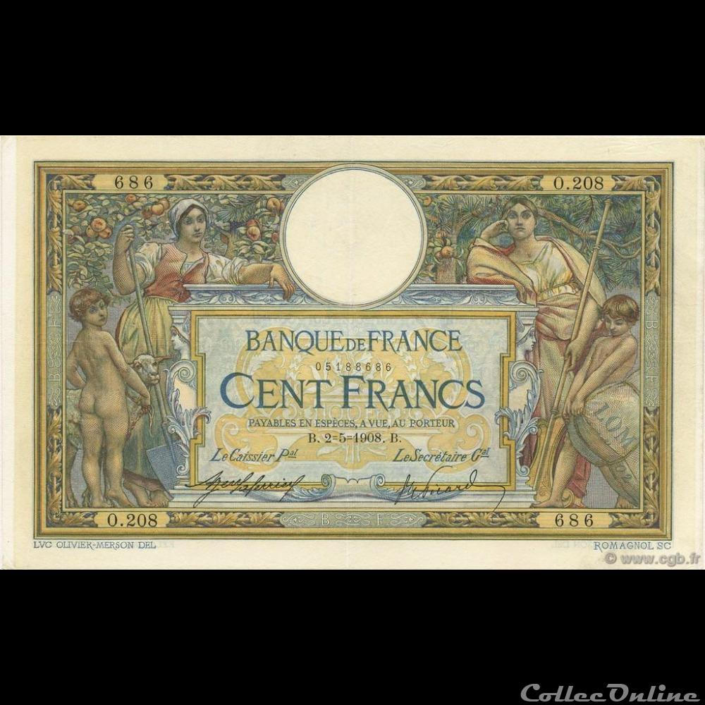 02-05-1908 -- O.208 686 billet france banque de xxe 02 05 1908 o 208 686