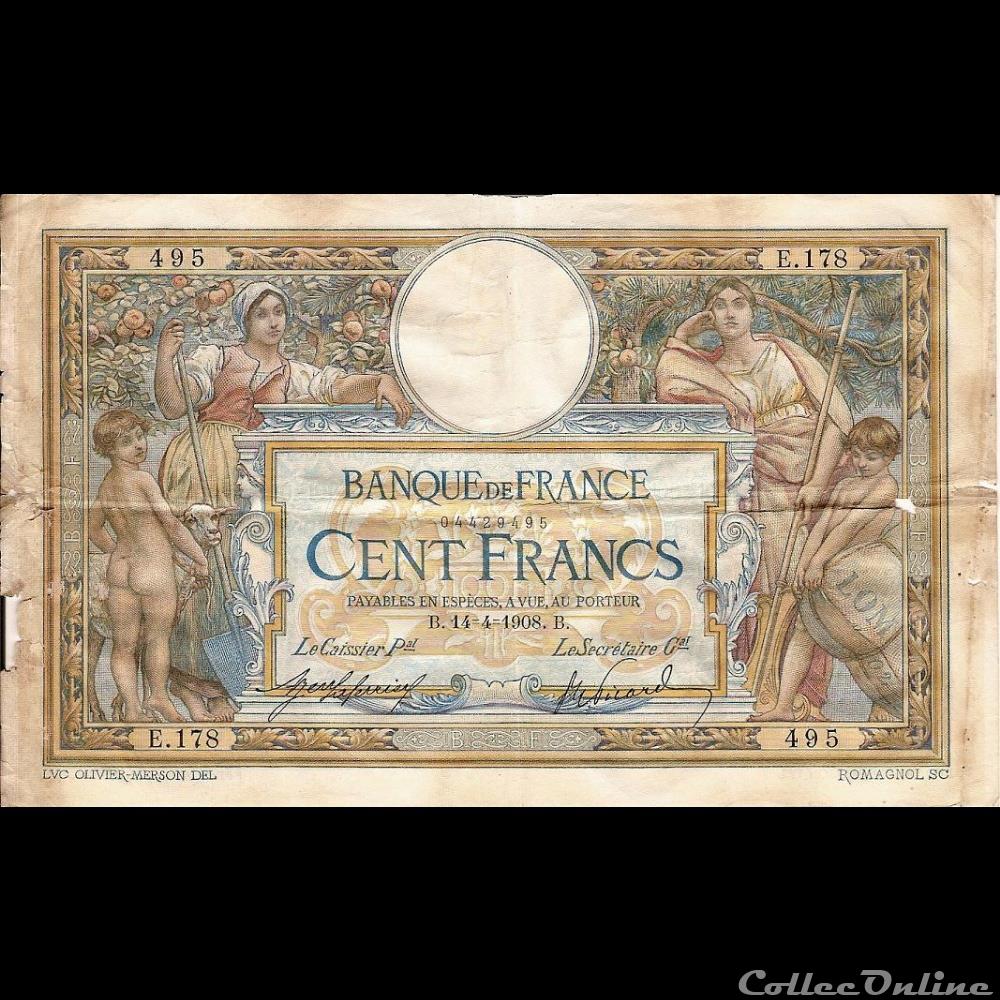 14-04-1908 -- E.178 495 billet france banque de xxe 14 04 1908 e 178 495