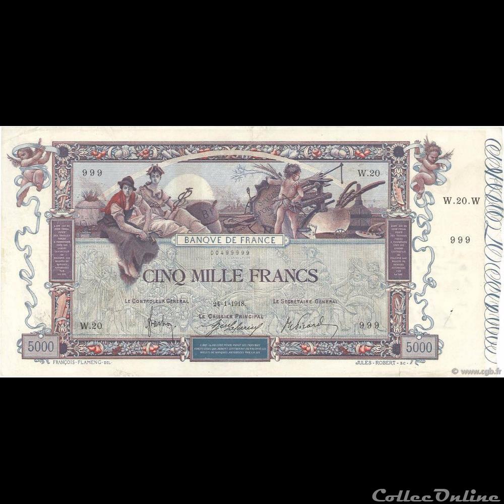 24-01-1918 -- W.20 999 billet france banque de xxe 24 01 1918 w 20 999