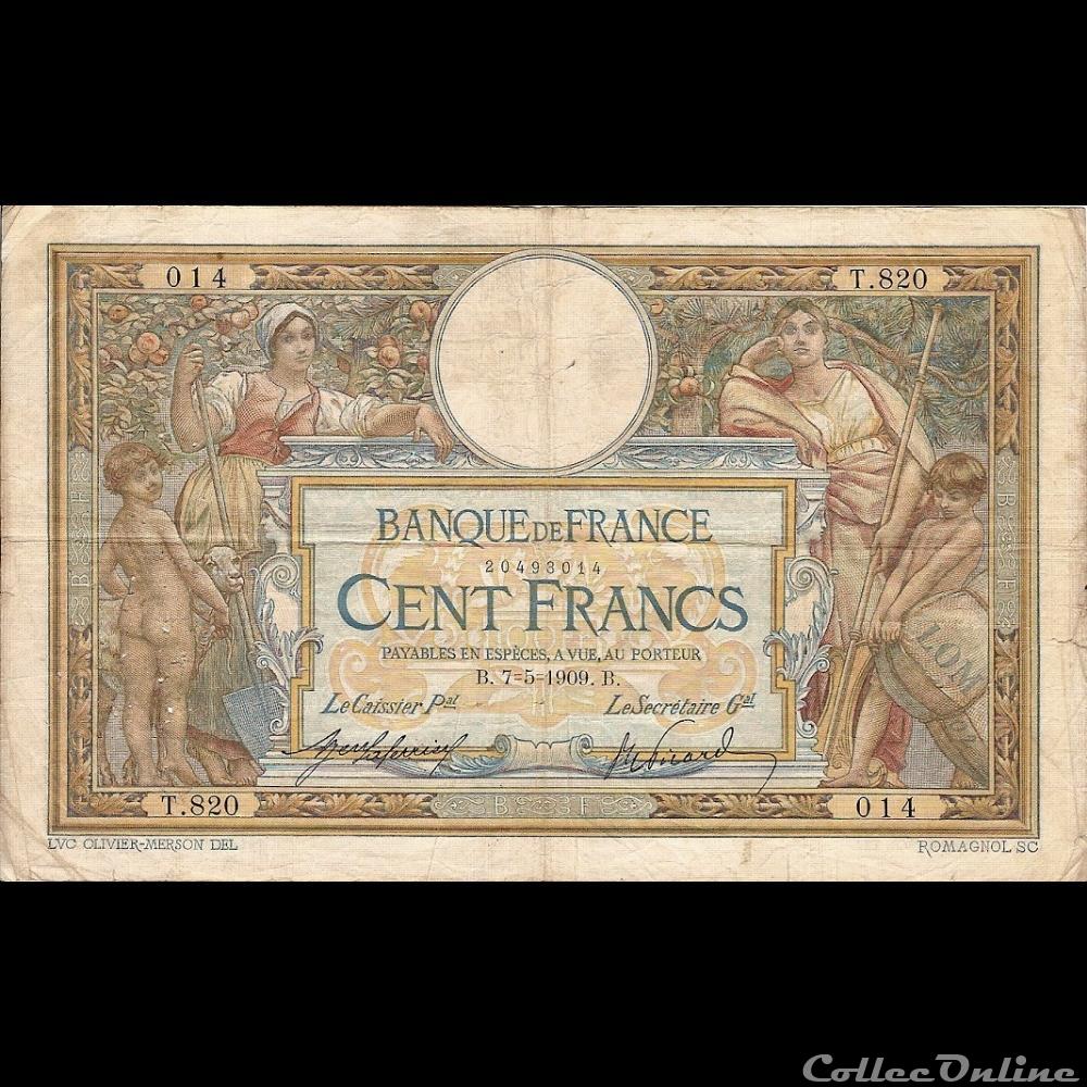billet france banque de xxe 07 05 1909 t 820 014