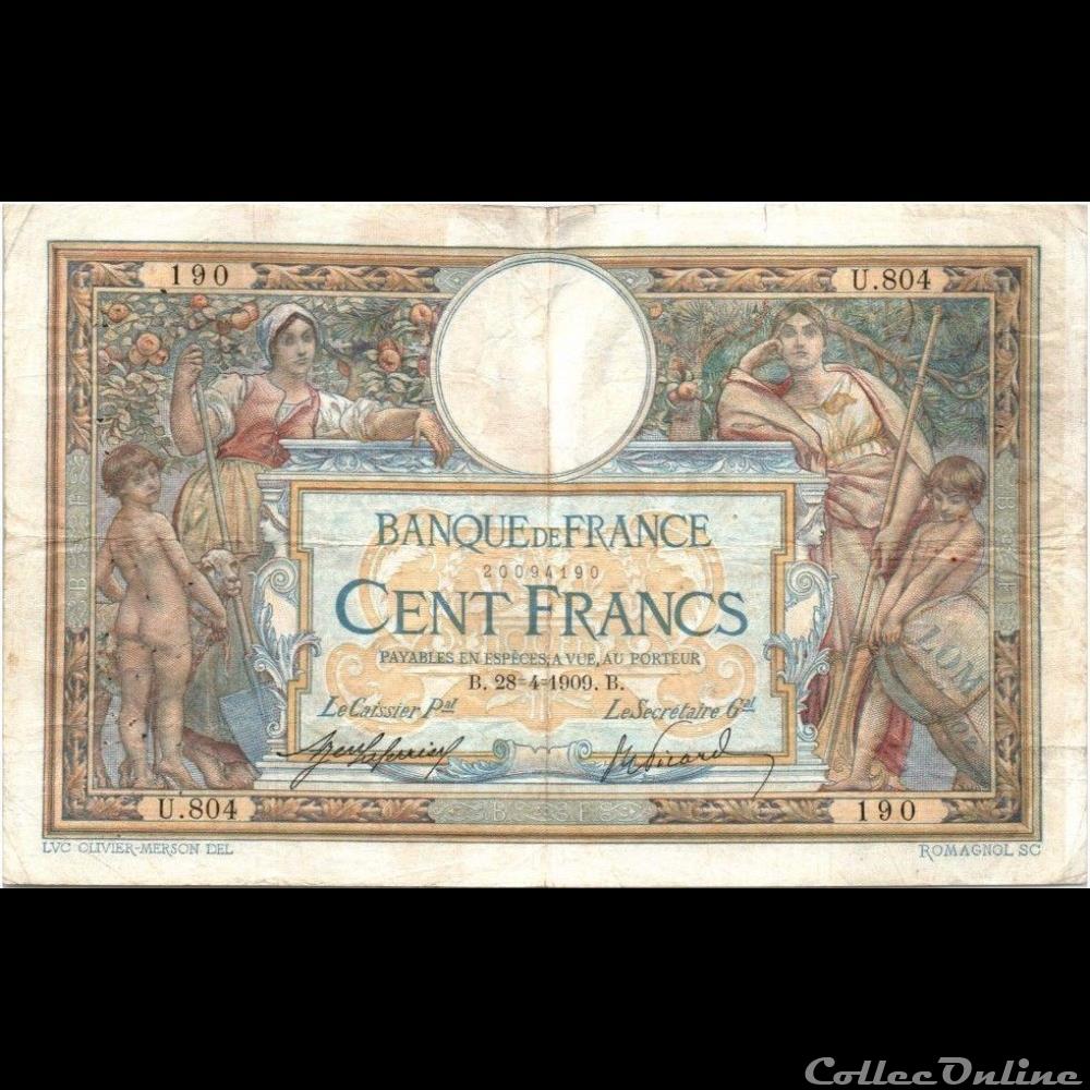 28-04-1909 -- U.804 190 billet france banque de xxe 28 04 1909 u 804 190