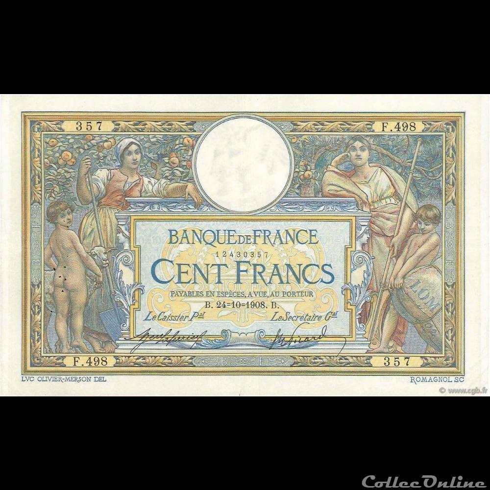 24-10-1908 -- F.498 357 billet france banque de xxe 24 10 1908 f 498 357