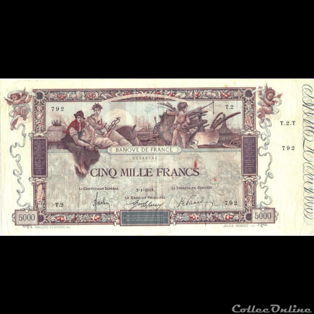 03-01-1918 -- T.2 792 billet france banque de xxe 03 01 1918 t 2 792