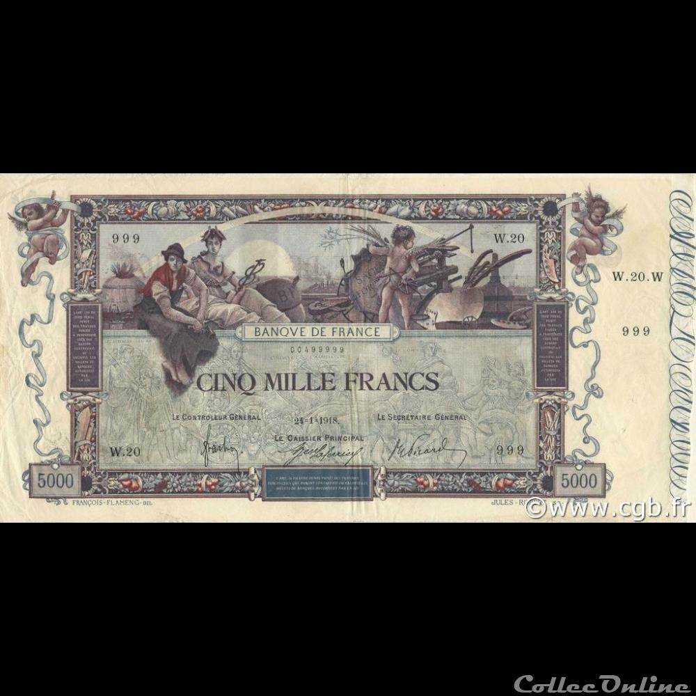 24-01-1918 -- W.20 999 2 billet france banque de xxe 24 01 1918 w 20 999