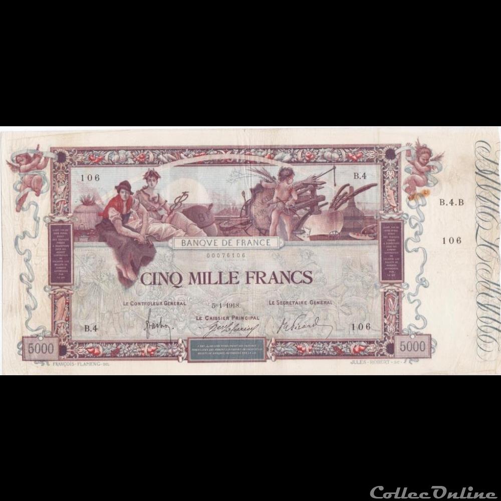 billet france banque de xxe 05 01 1918 b 4 106