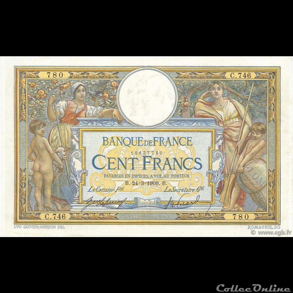 24-03-1909 -- C.746 780 billet france banque de xxe 24 03 1909 c 746 780