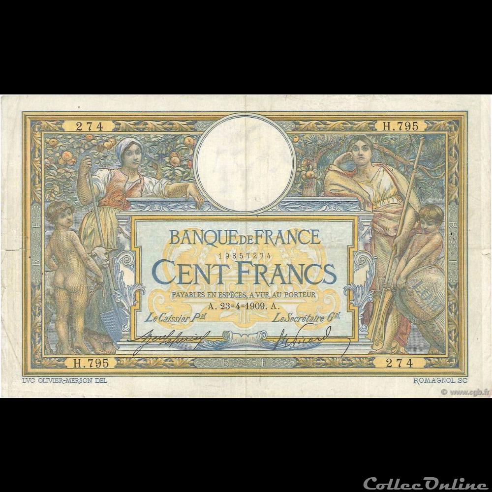 billet france banque de xxe 23 04 1909 h 795 274