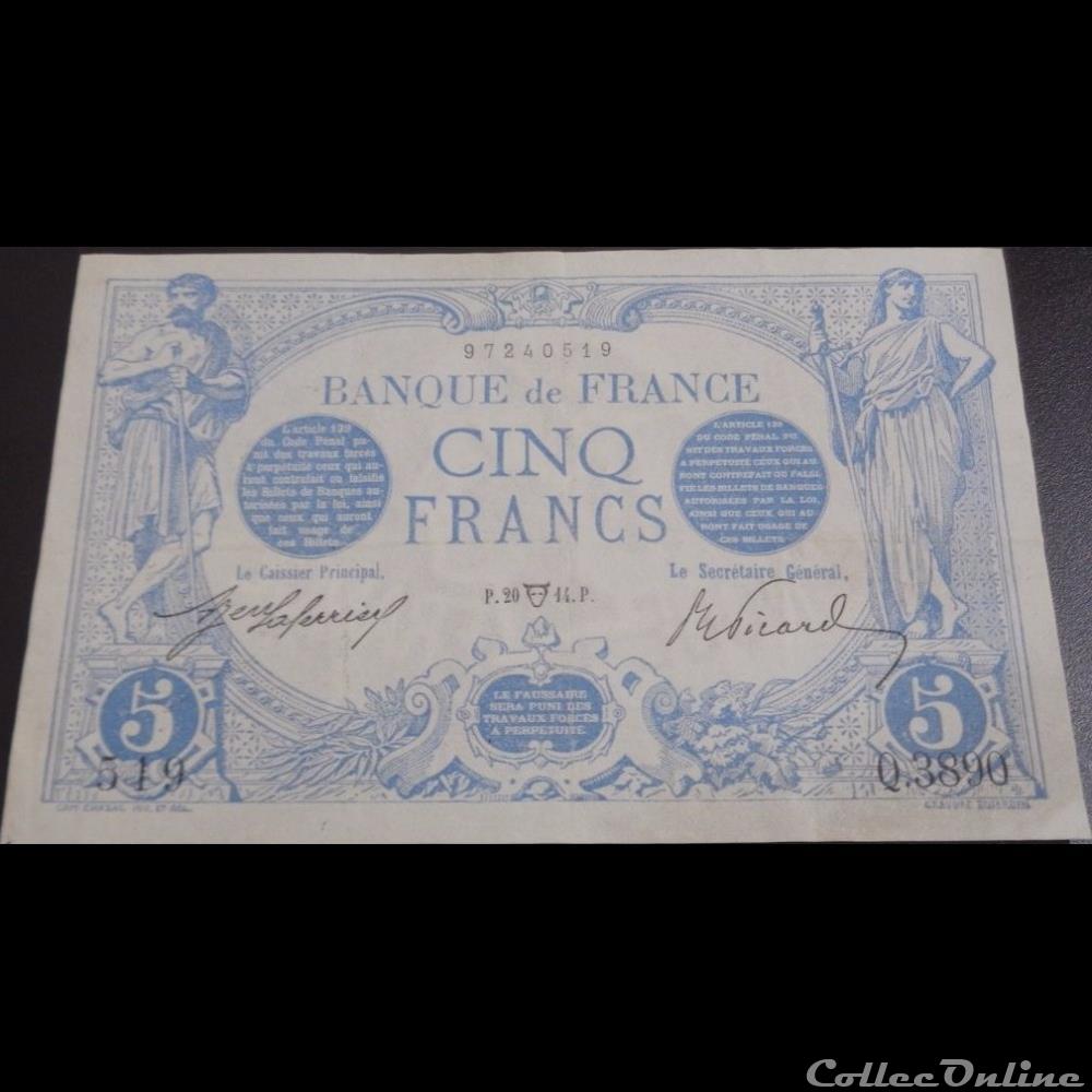 20-04-1914 -- Q.3890 519 billet france banque de xxe 20 04 1914 q 3890 519