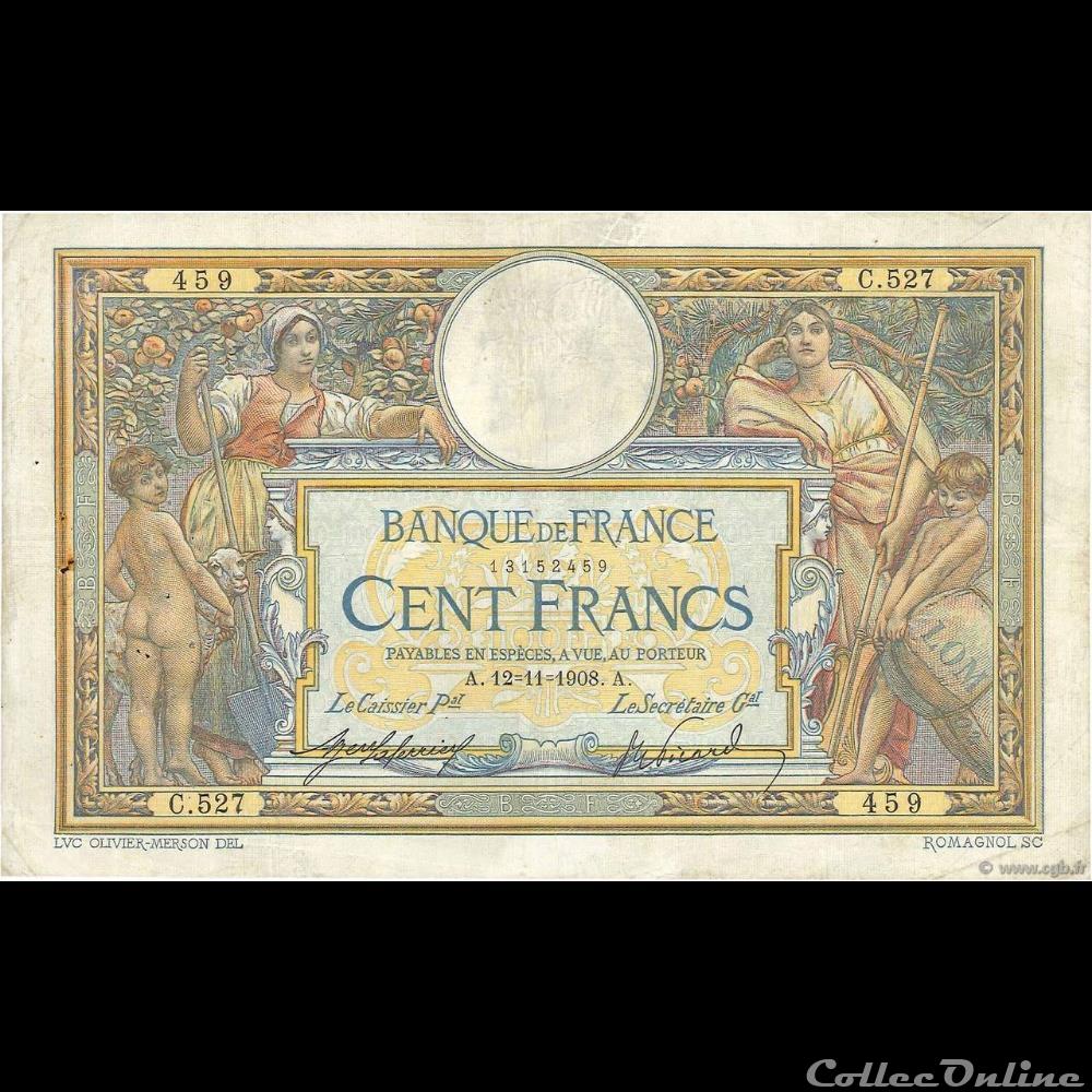 12-11-1908 -- C.527 459 billet france banque de xxe 12 11 1908 c 527 459