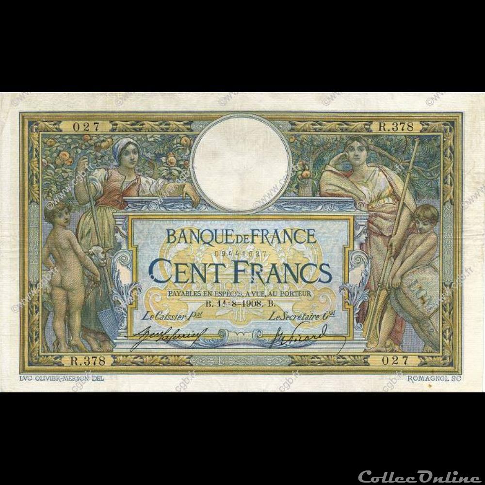14-08-1908 -- R.378 027 billet france banque de xxe 14 08 1908 r 378 027