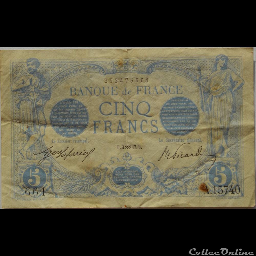 03-01-1917 -- A.15740 661 billet france banque de xxe 03 01 1917 a 15740 661