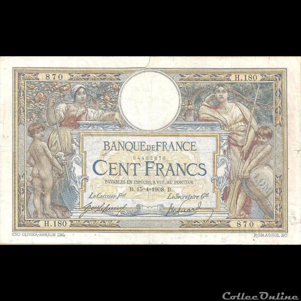 15-04-1908 -- H.180 870 billet france banque de xxe 15 04 1908 h 180 870