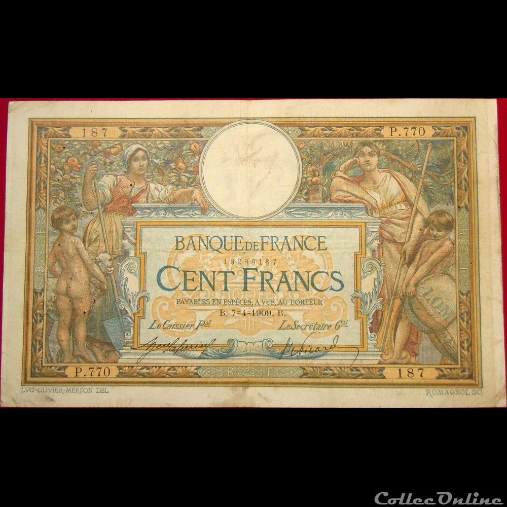 07-04-1909 -- P.770 187 billet france banque de xxe 07 04 1909 p 770 187