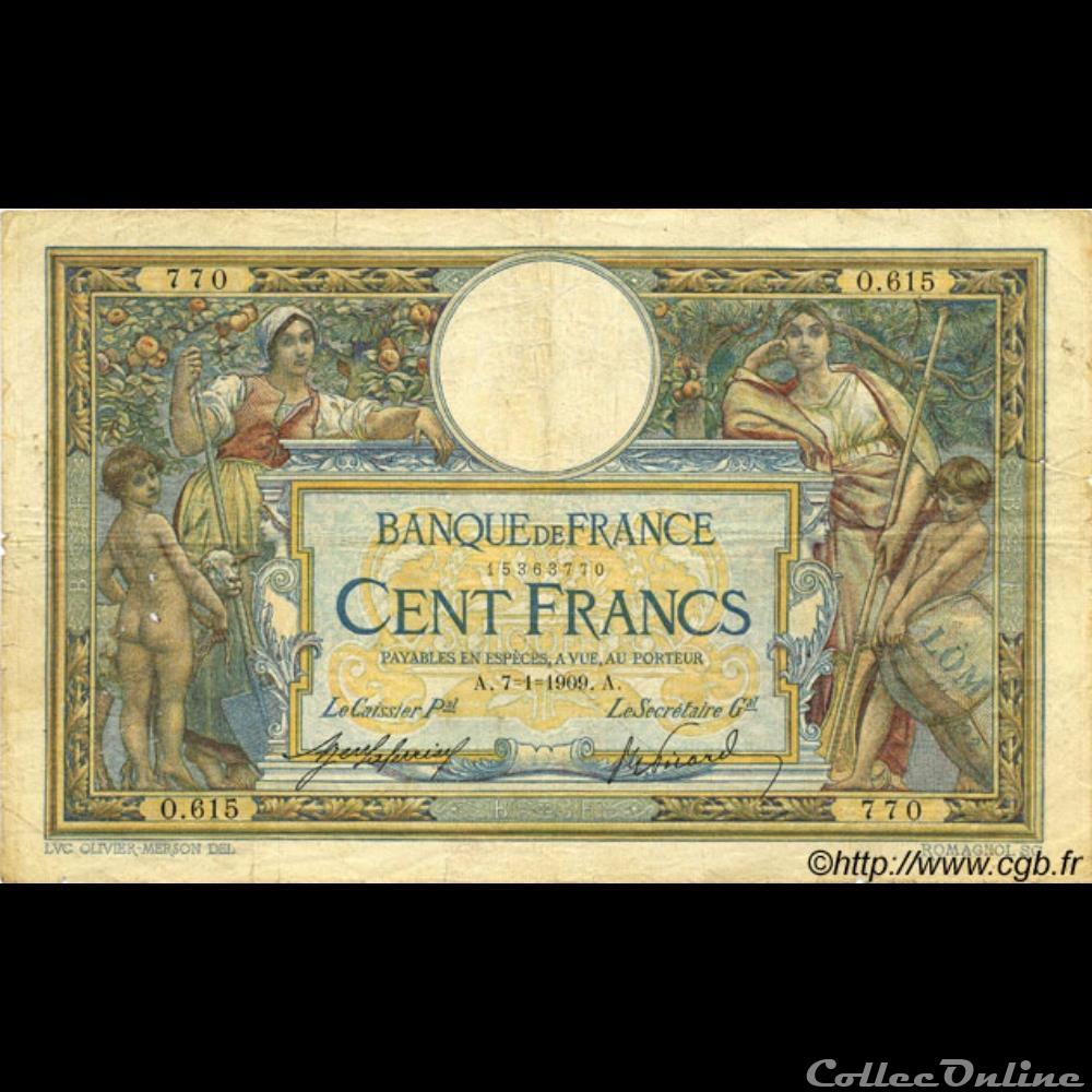 07-01-1909 -- O.615 770 billet france banque de xxe 07 01 1909 o 615 770