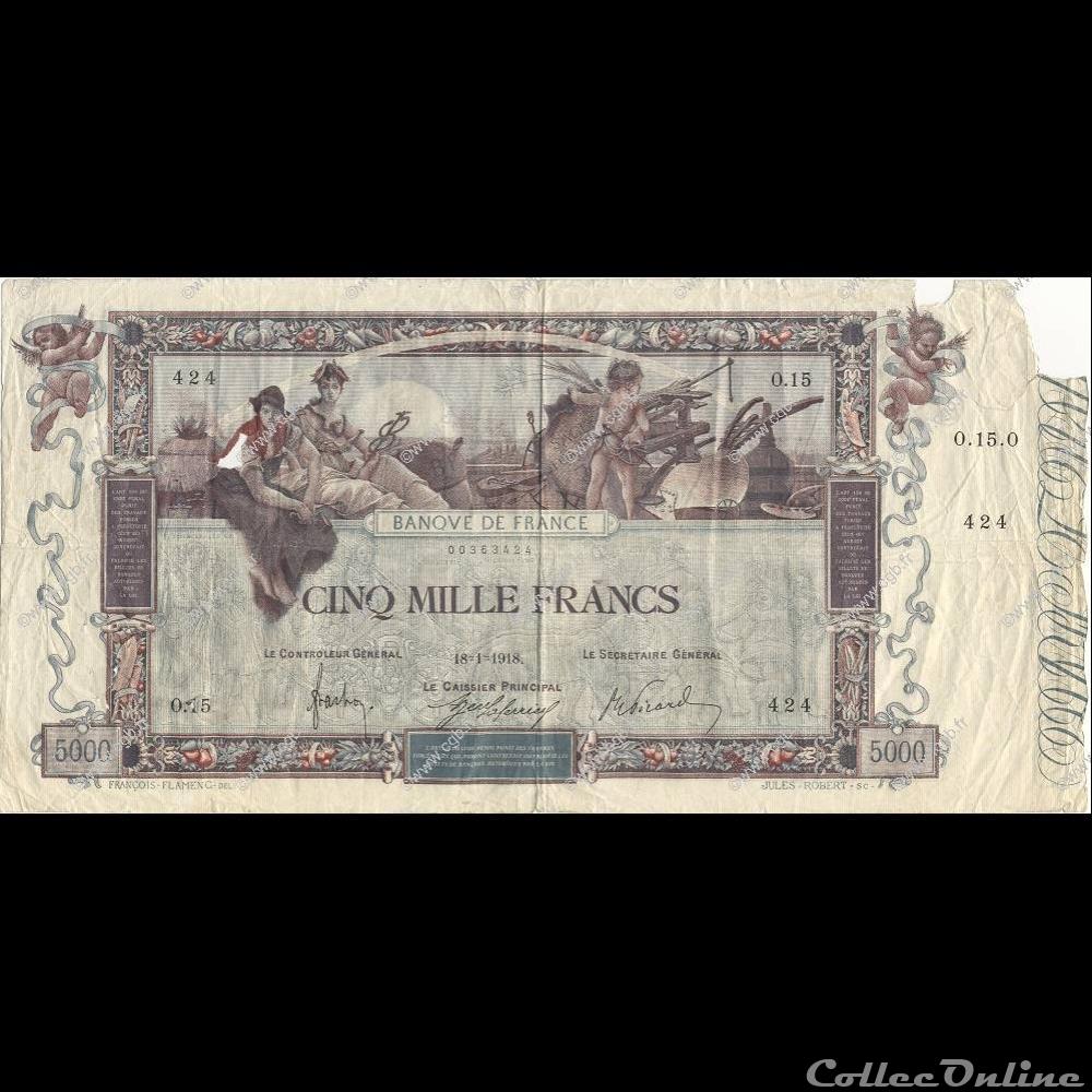 18-01-1918 -- O.15 424 billet france banque de xxe 18 01 1918 o 15 424