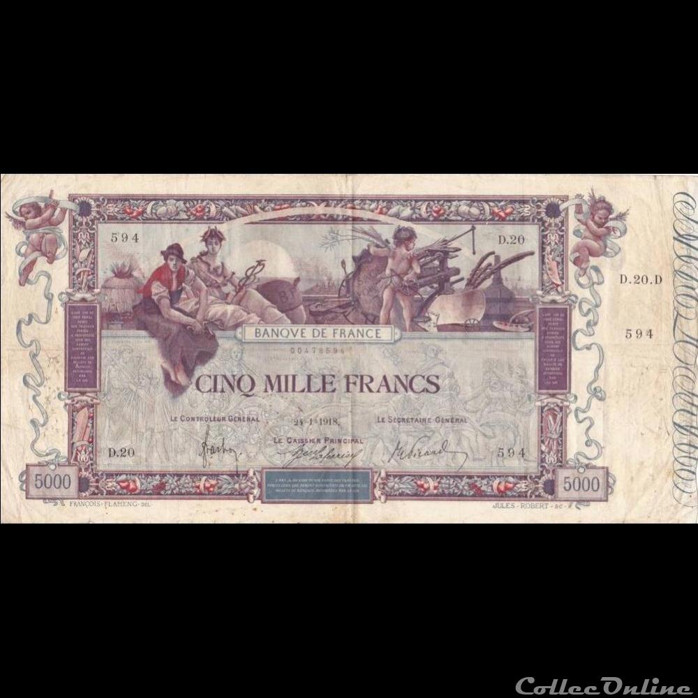 24-01-1918 -- D.20 594 billet france banque de xxe 24 01 1918 d 20 594