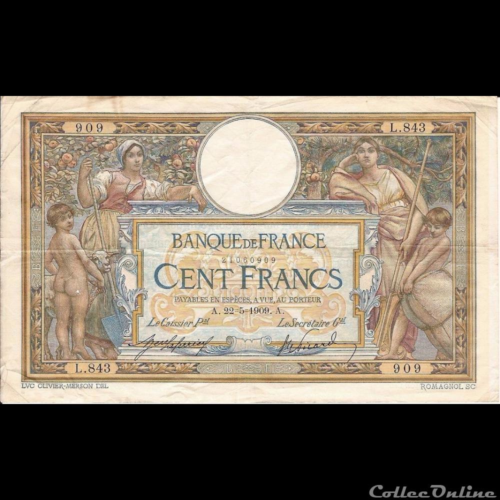 billet france banque de xxe 22 05 1909 l 843 909