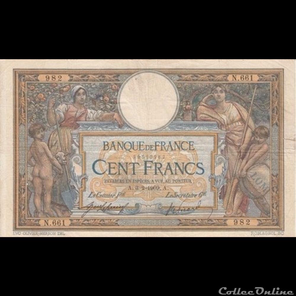 billet france banque de xxe 03 02 1909 n 661 982