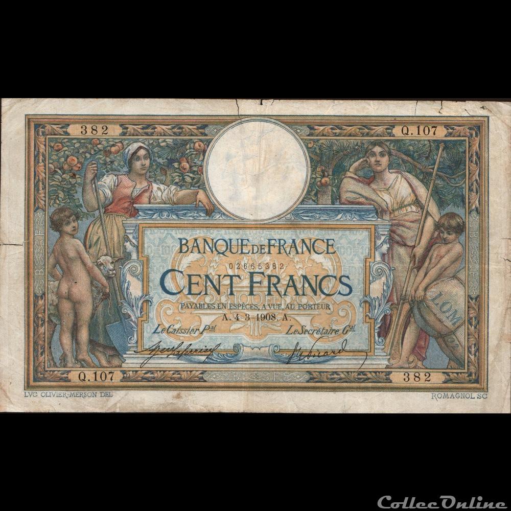 billet france banque de xxe 04 03 1908 q 107 382