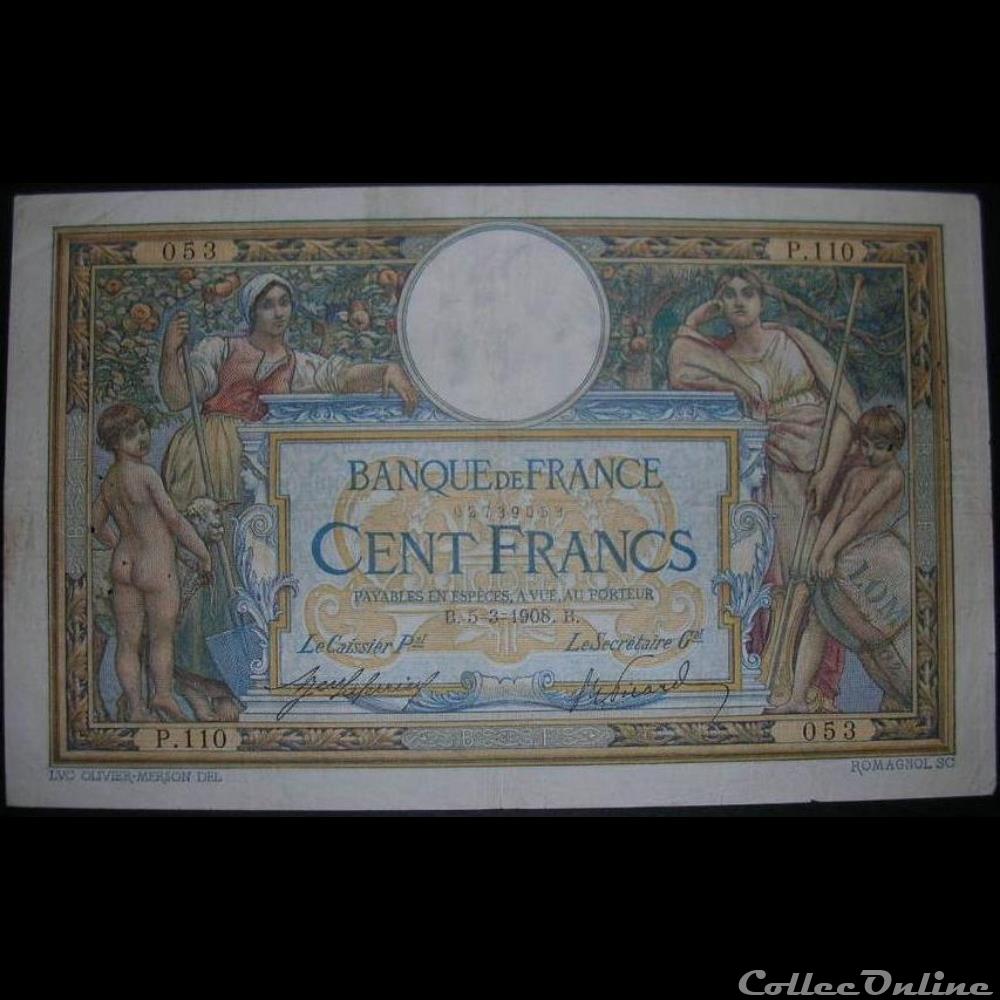 billet france banque de xxe 05 03 1908 p 110 053