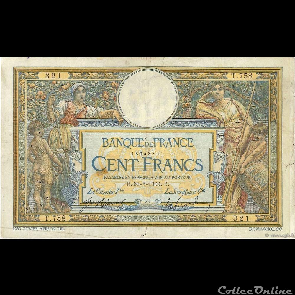31-03-1909 -- T.758 321 billet france banque de xxe 31 03 1909 t 758 321