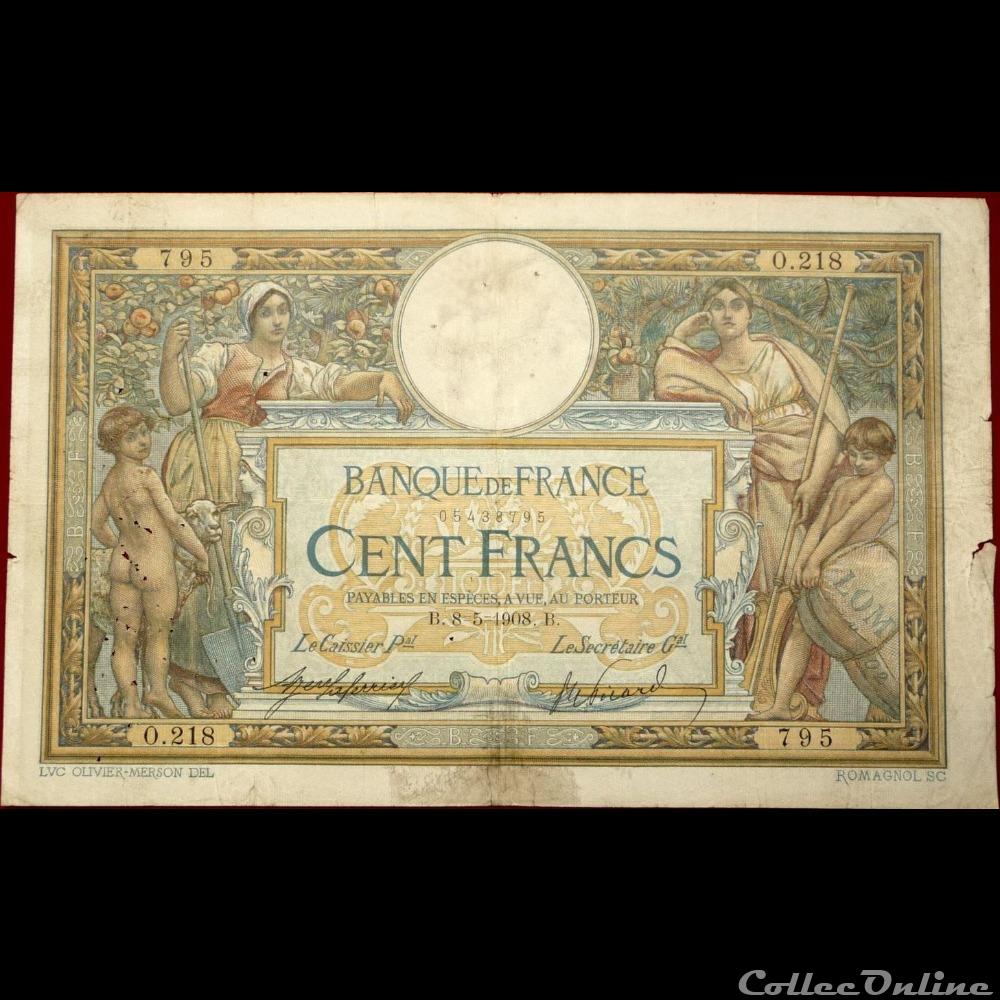 08-05-1908 -- O.218 795 billet france banque de xxe 08 05 1908 o 218 795
