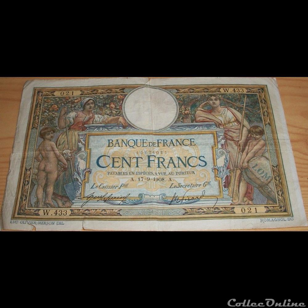 17-09-1908 -- W.433 021 billet france banque de xxe 17 09 1908 w 433 021