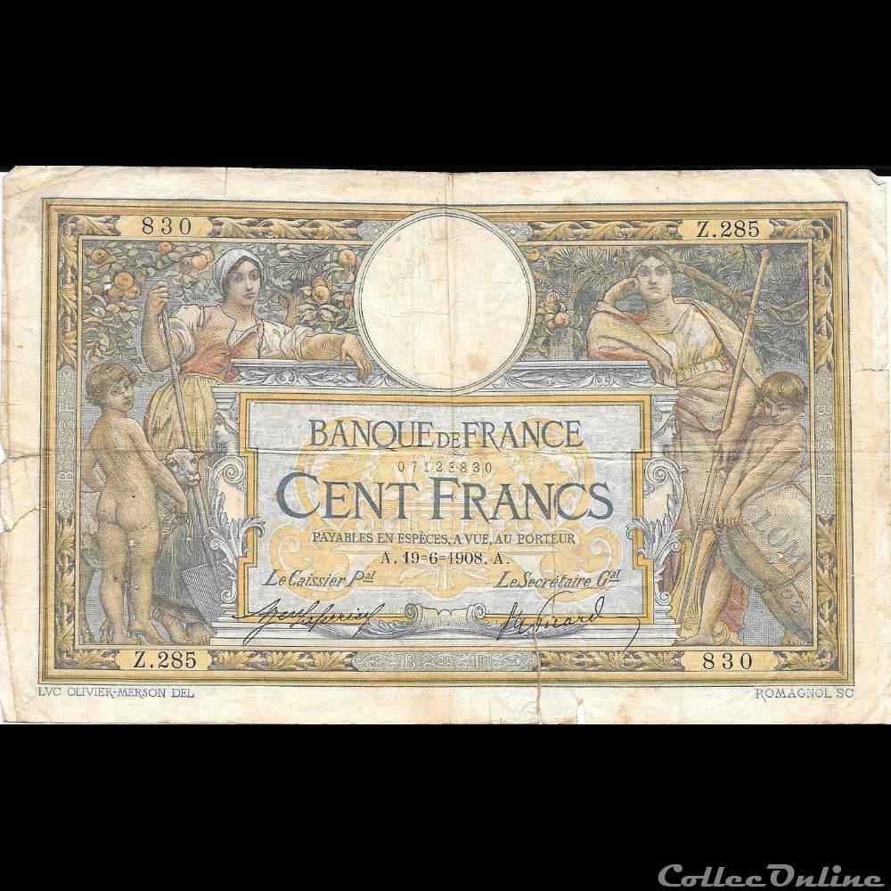 19-06-1908 -- Z.285 830 billet france banque de xxe 19 06 1908 z 285 830