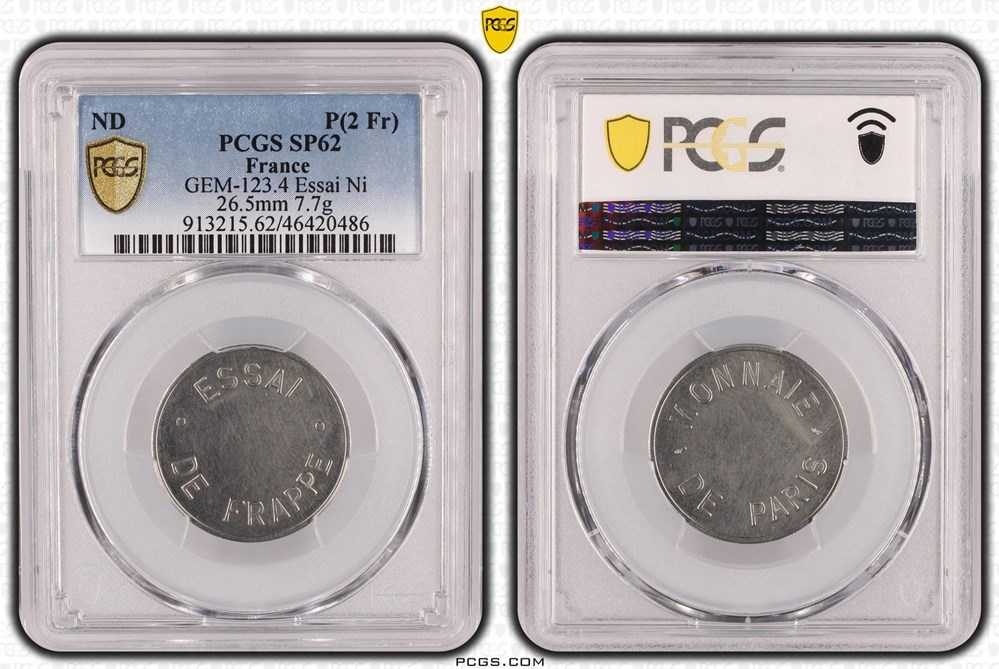 monnaies monde france 2 francs semeuse pcgs sp62