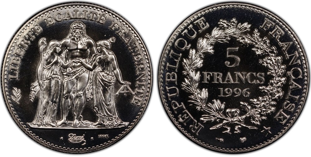 monnaies monde france 5 francs hercule 1996 essai pcgs sp68
