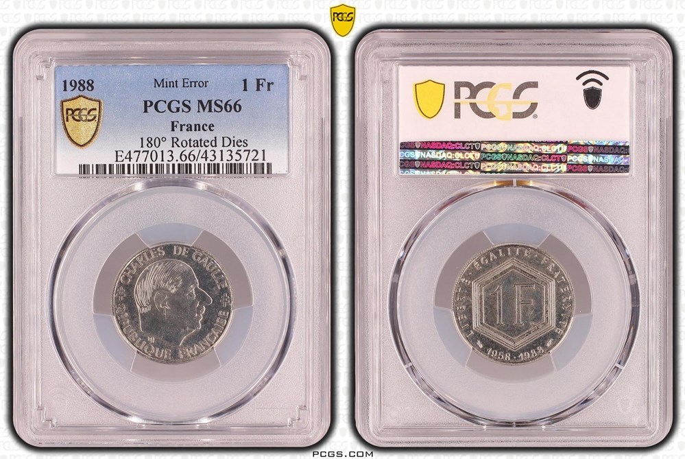 1 Franc Charles De Gaulle 1988 FM (PCGS MS66) monnaies monde france 1 franc charles de gaulle 1988 fm pcgs ms66