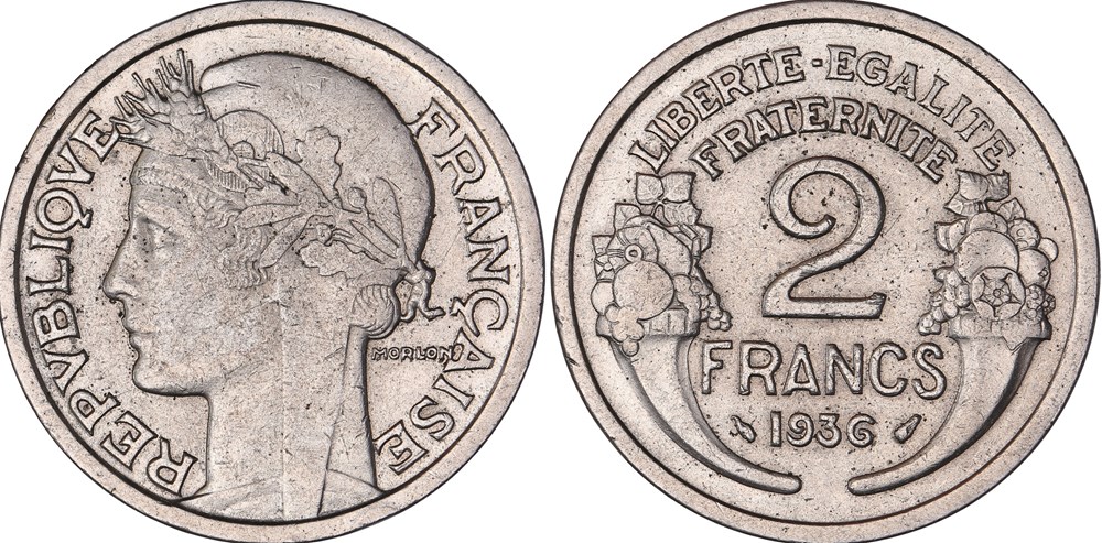 monnaies monde france 2 francs morlon 1936 pcgs xf45