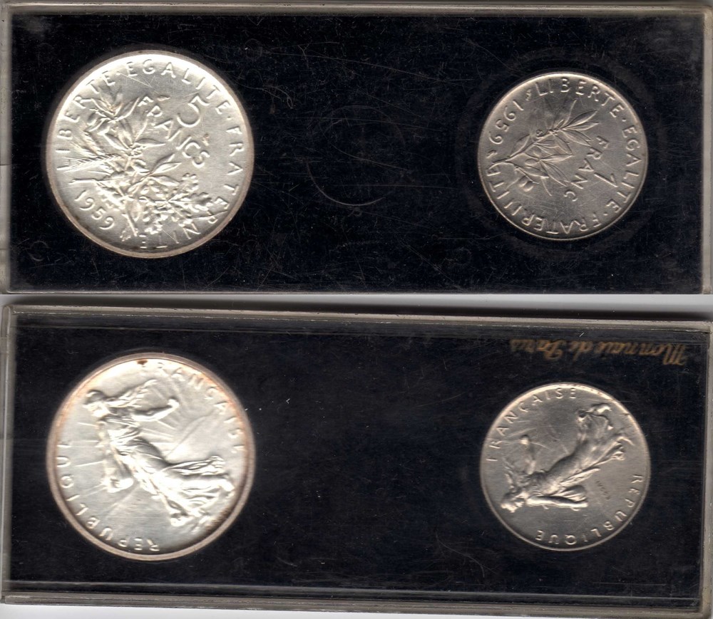 Coffret des essais de 1 et 5 francs 1959 monnaies monde france coffret des essais de 1 et 5 francs 1959