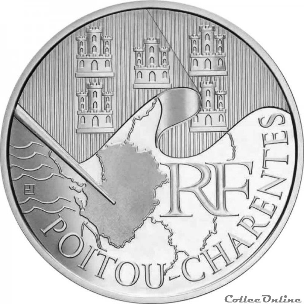 10 euros Poitou-Charentes 2010 monnaie france 10 euros poitou charentes 2010