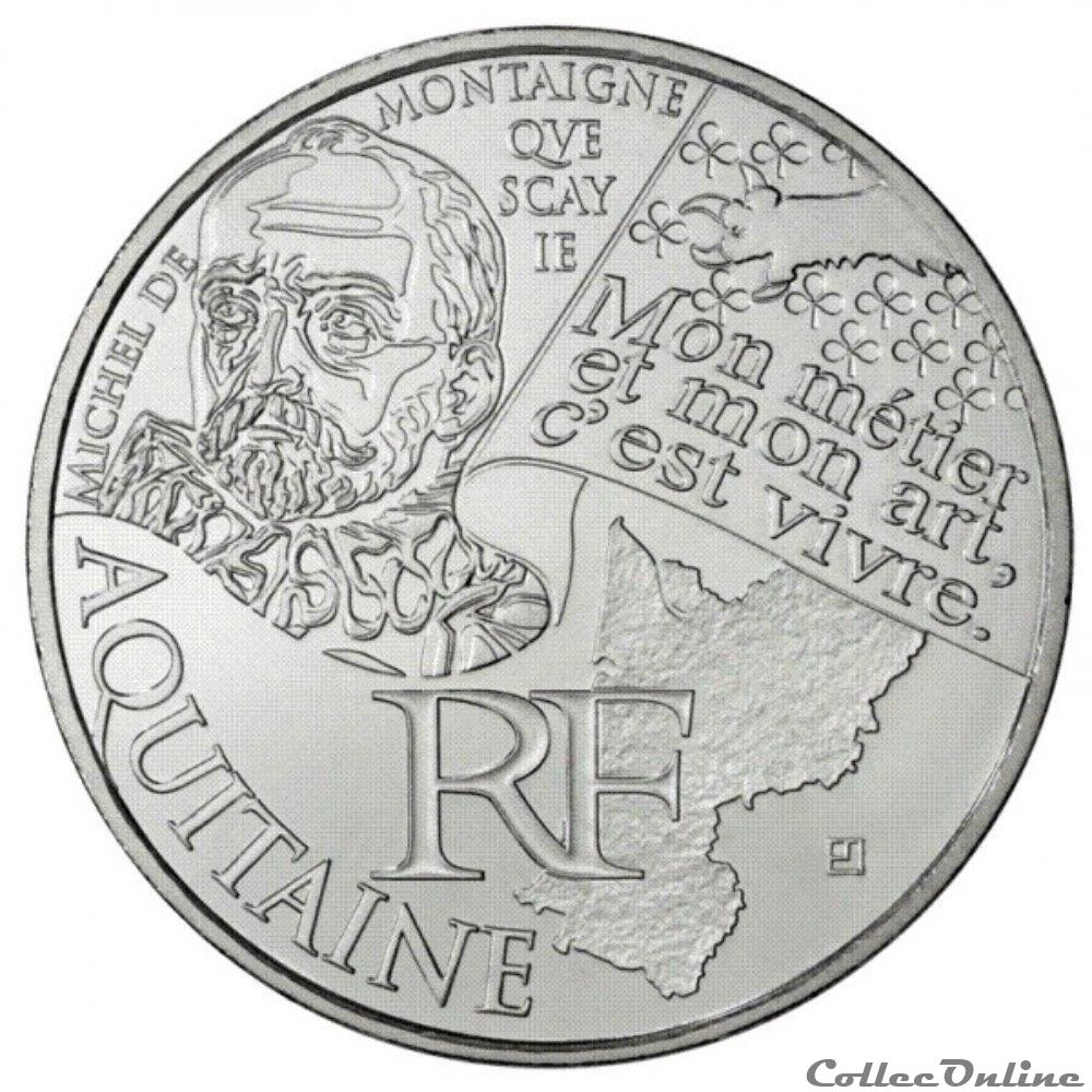 10 euros Aquitaine 2012 monnaie france 10 euros aquitaine 2012