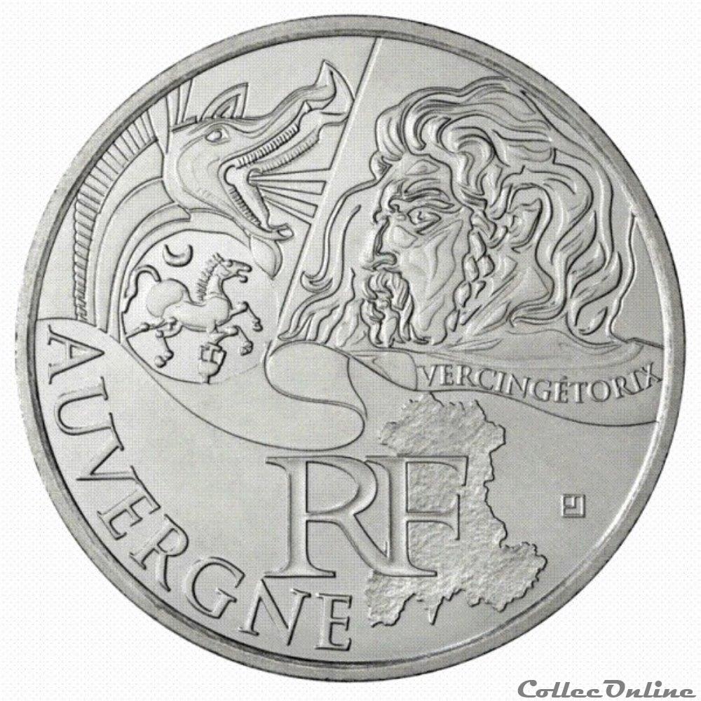 monnaie france 10 euros auvergne 2012