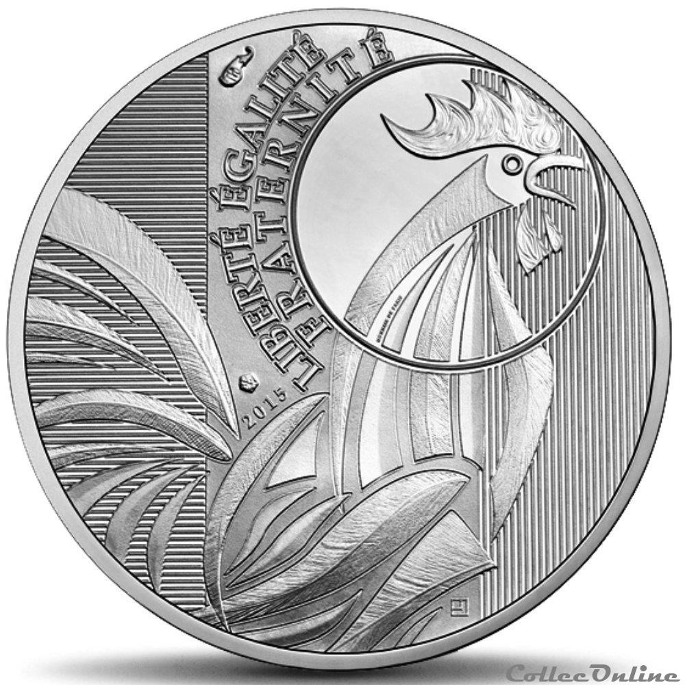 10 euros Coq 2015 - Monnaies - Euros - France - Métal Argent - Qualité TTB 