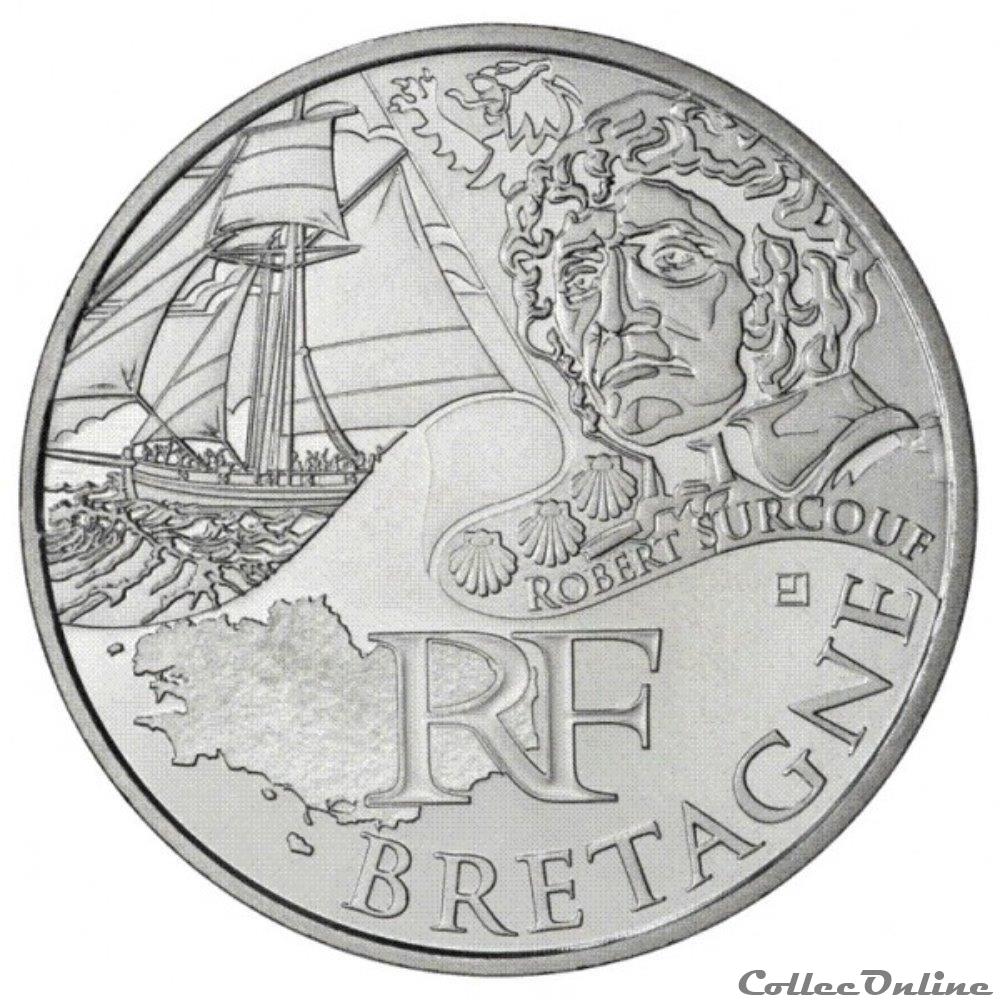 monnaie france 10 euros bretagne 2012