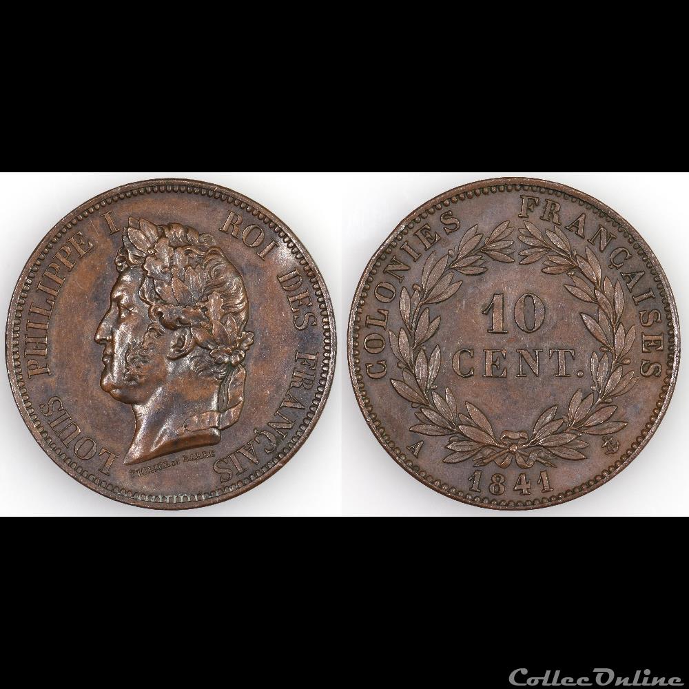 10 CENT. LOUIS-PHILIPPE I 1841 A ESSAI monnaies colonies francaises 10 cent louis philippe i 1841 a essai